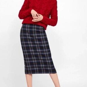Zara Plaid midi Pencil Skirt